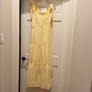 Light Yellow Tie-Shoulder Maxi Dress